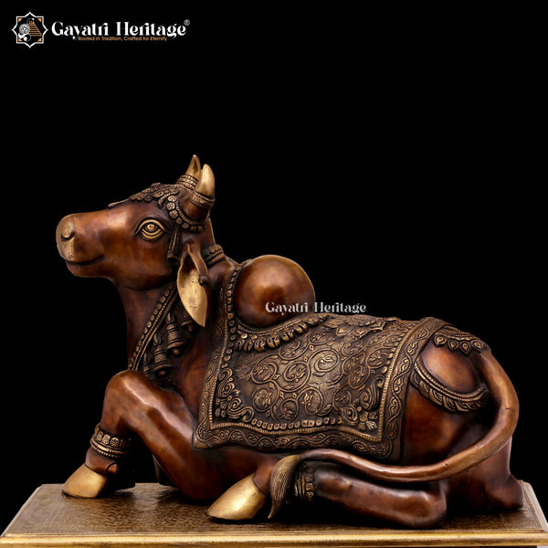 Brass Nandi Statue – Sacred Bull Idol | Gayatri Heritage