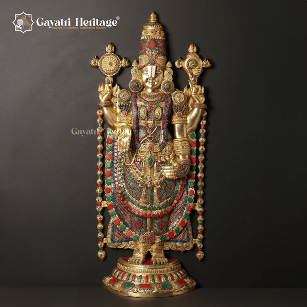 Brass Lord Venkateshwara Idol – Sacred Balaji Sculpture | Gayatri Heritage