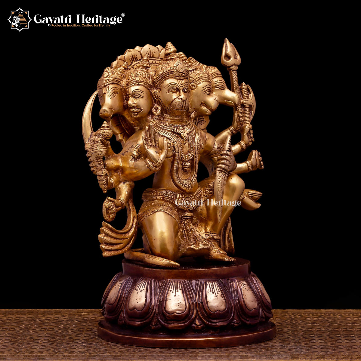 Brass Panchmukhi Hanuman Statue – Divine Protector Idol | Gayatri Heritage