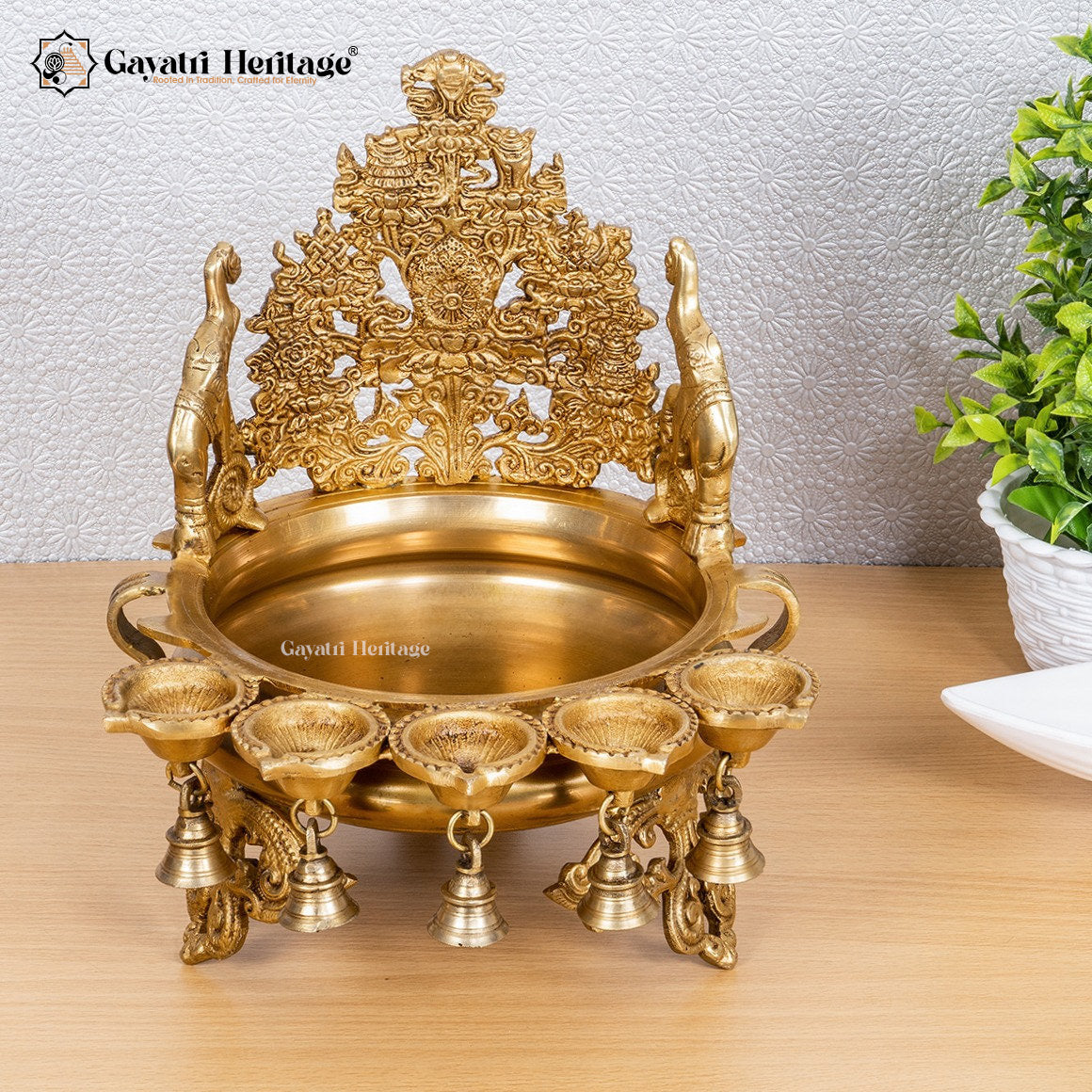 Brass Urli with Bells – Elegant Décor for Festivities | Gayatri Heritage