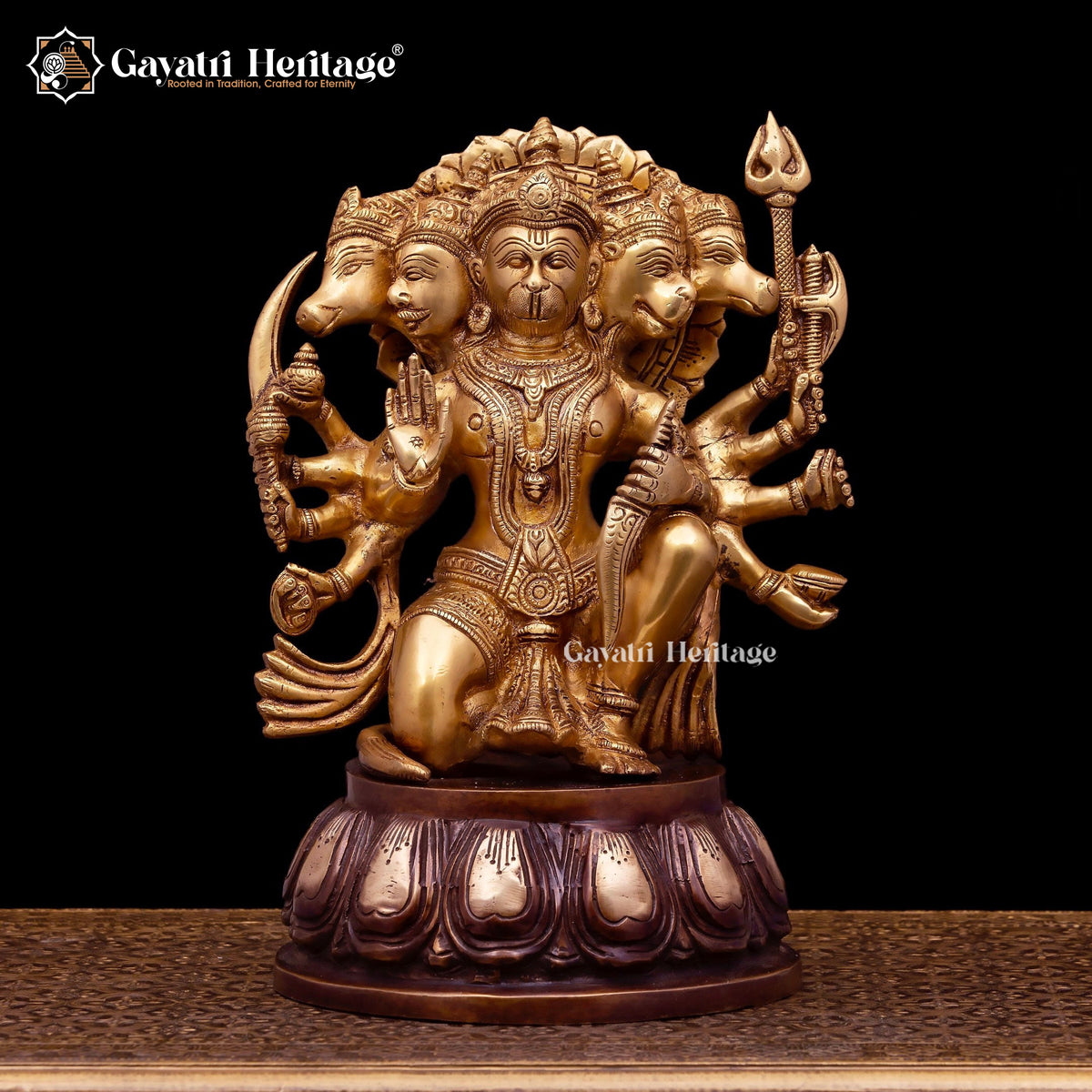 Brass Panchmukhi Hanuman Statue – Divine Protector Idol | Gayatri Heritage