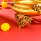 Brass Peacock Design Urli – Elegant Floral Centerpiece | Gayatri Heritage