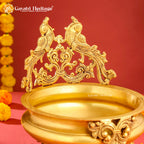 Brass Peacock Design Urli – Elegant Floral Centerpiece | Gayatri Heritage
