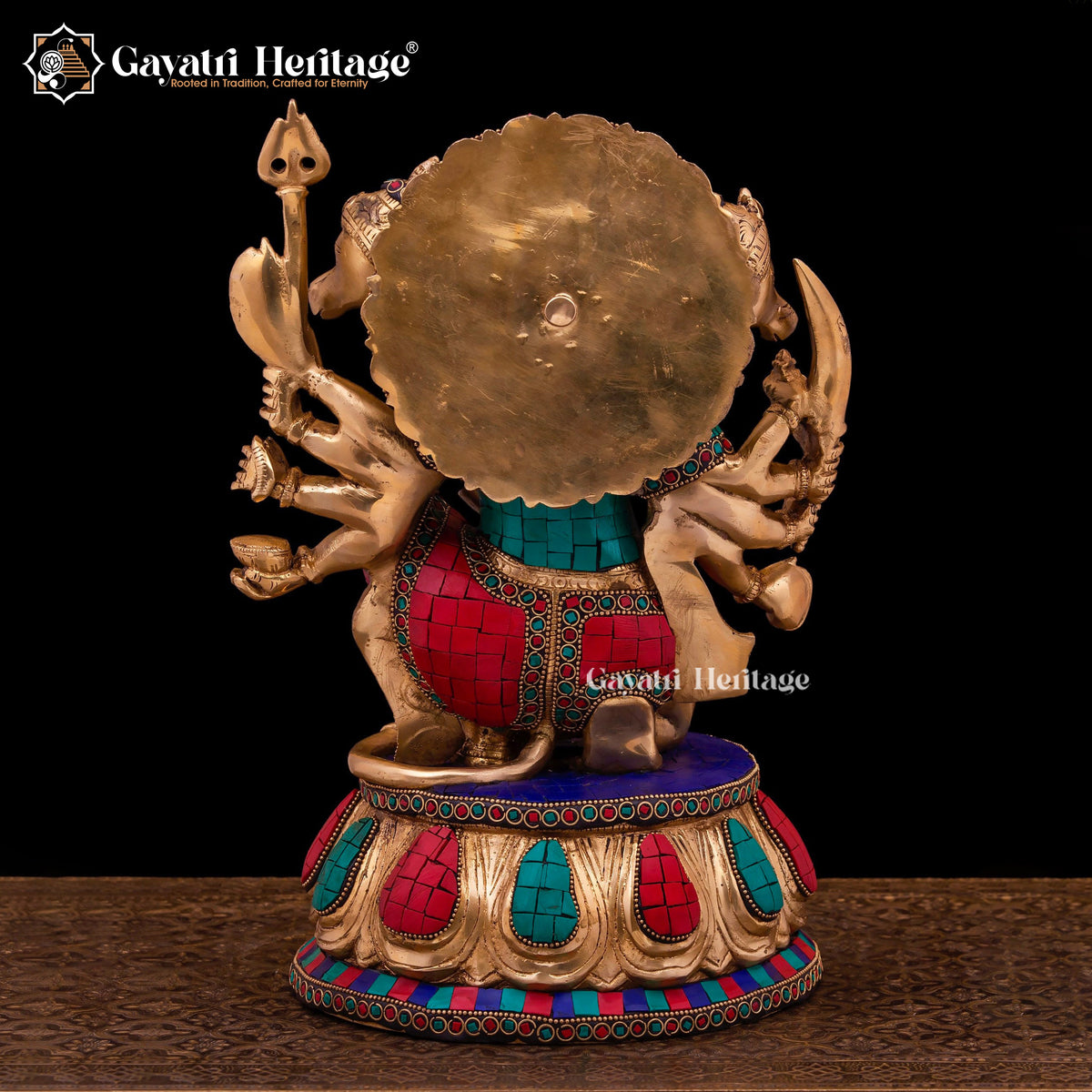 Brass Panchmukhi Hanuman Statue – Stone Work Masterpiece | Gayatri Heritage