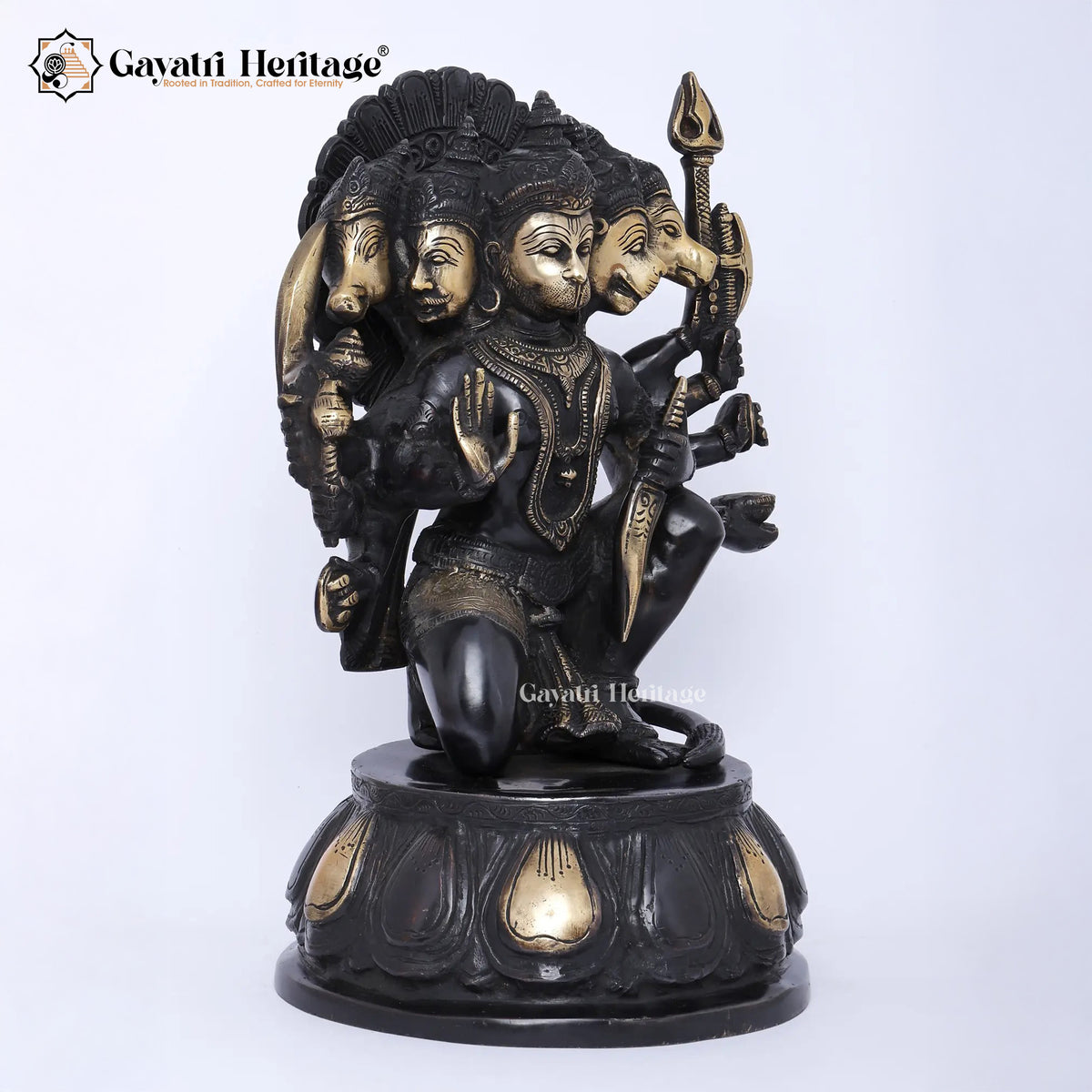 Brass Panchmukhi Hanuman – Divine Protector Idol | Gayatri Heritage