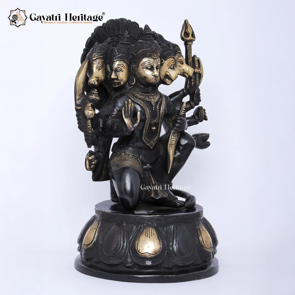 Brass Panchmukhi Hanuman – Divine Protector Idol | Gayatri Heritage