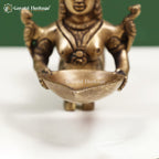 Brass Aarti Diya with Handle – Traditional Puja Oil Lamp