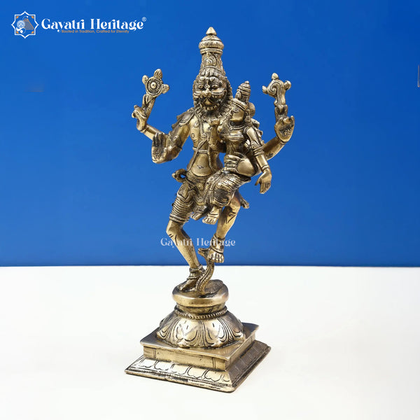 Brass Narasimha with Lakshmi – Divine Protector Idol | Gayatri Heritage