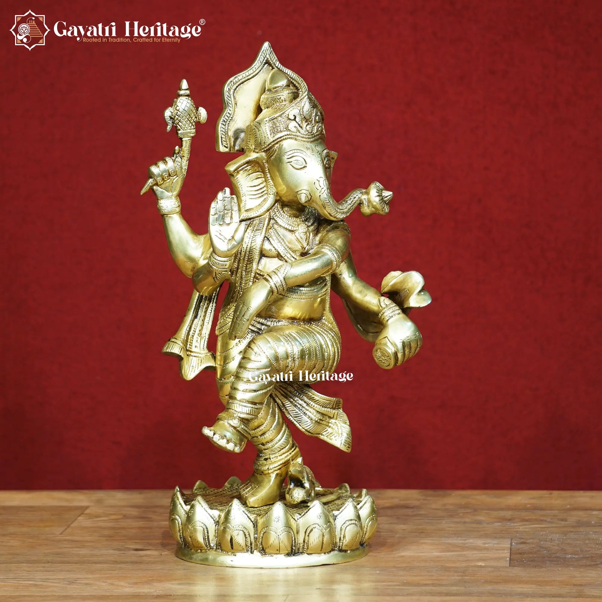 Brass Dancing Ganesha Idol – Vastu Decor & Spiritual Art | Gayatri Heritage