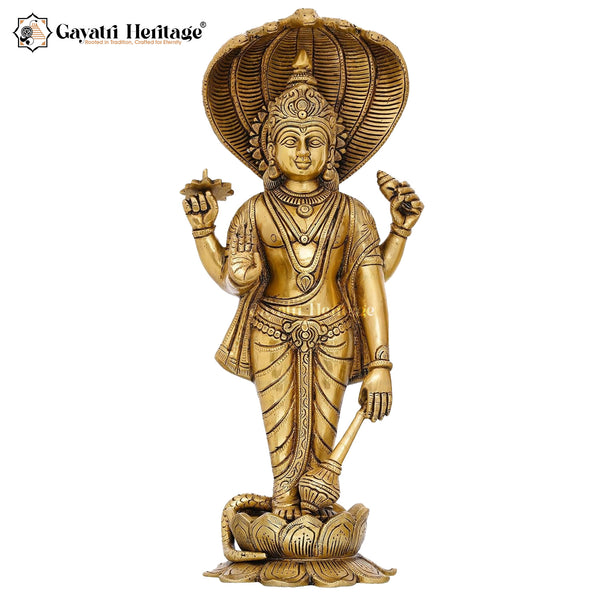 Brass Vishnu Idol – Divine 16.5" Narayana Murti for Home | Gayatri Heritage