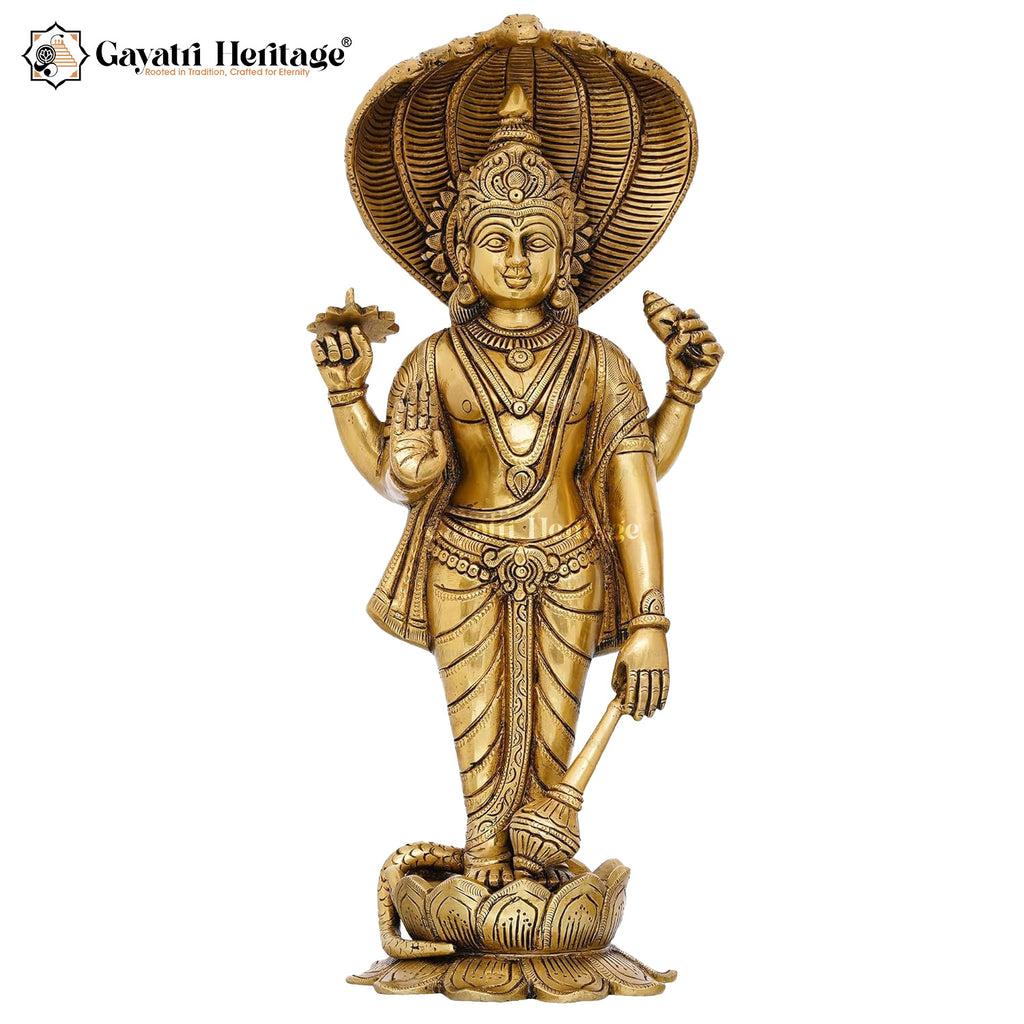 Brass Vishnu Idol – Divine 16.5" Narayana Murti for Home | Gayatri Heritage