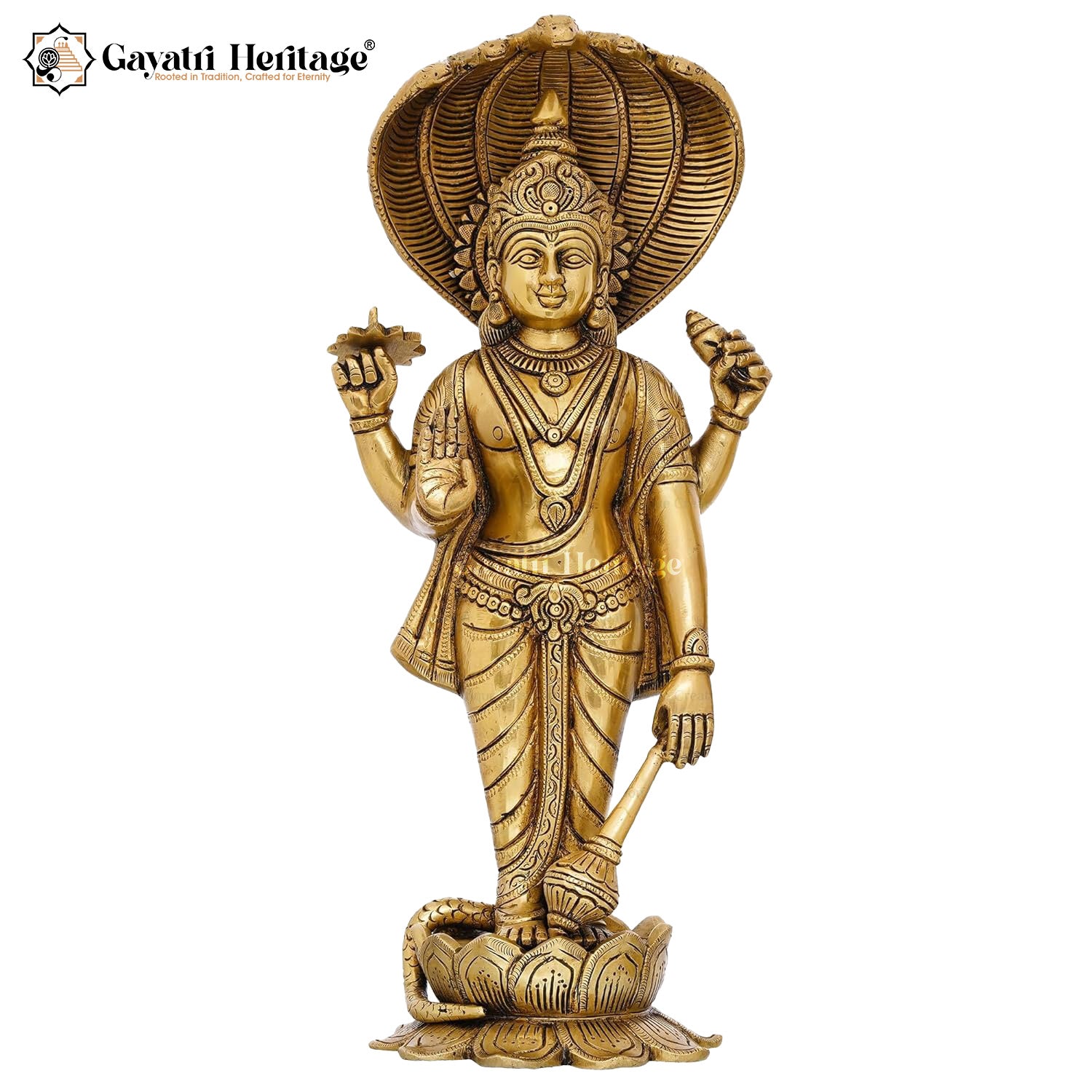 Brass Vishnu Idol – Divine 16.5" Narayana Murti for Home | Gayatri Heritage