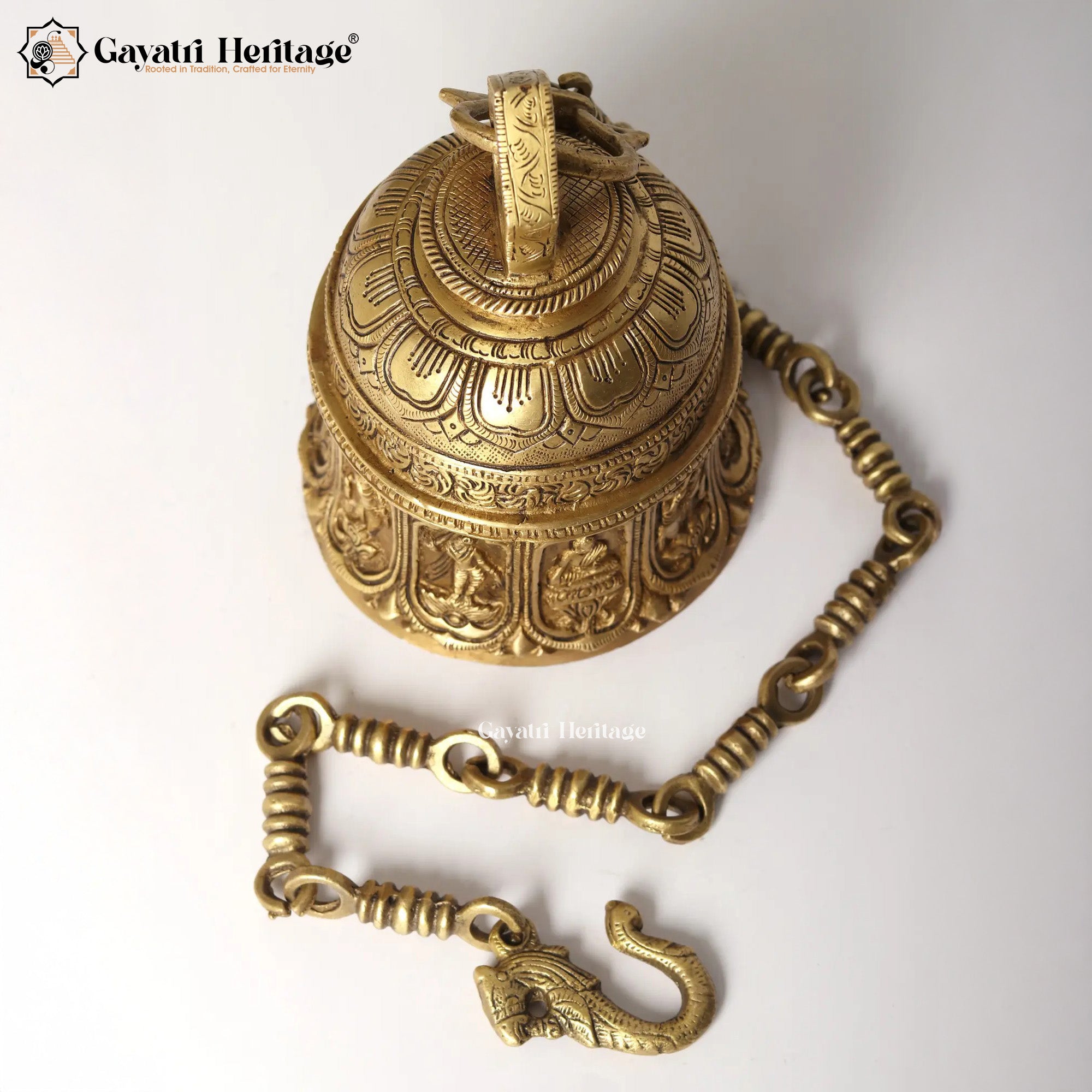 Brass Dashavatar Bell – Divine Sound Temple Decor | Gayatri Heritage
