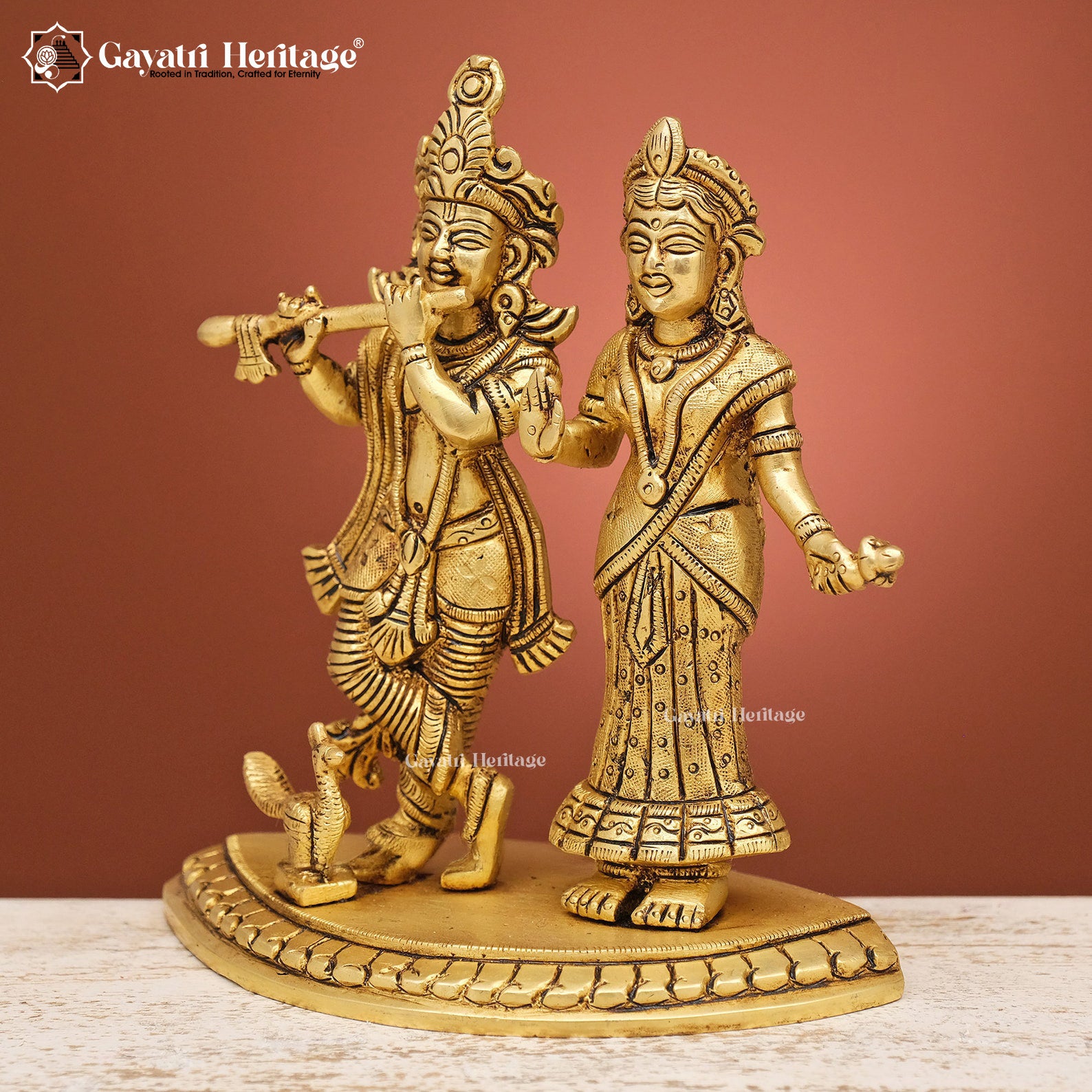 Brass Radha Krishna Statue – Divine Love & Blessings