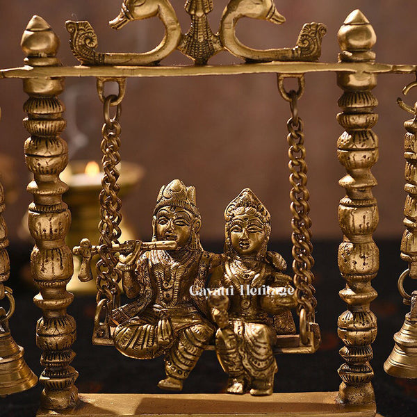 Brass Radha Krishna Jhula – Divine Swing Idol Decor | Gayatri Heritage