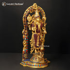 Brass Vishnu in Stone Art – Divine Sculpture for Puja | Gayatri Heritage