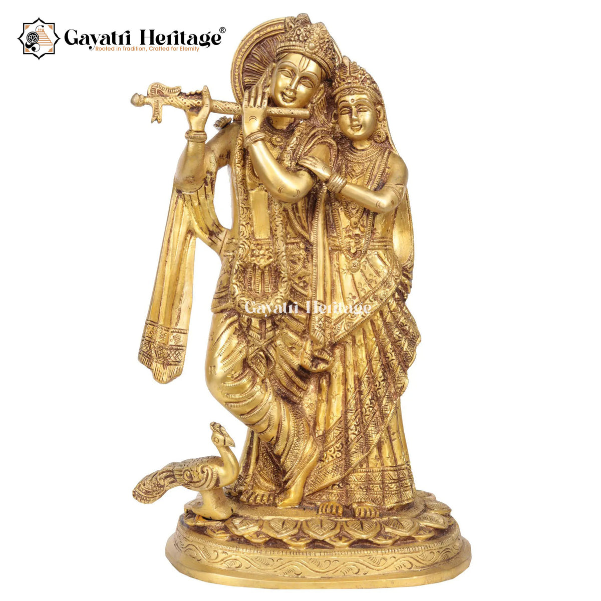 Brass Radha Krishna Statue – Symbol of Eternal Love | Gayatri Heritage