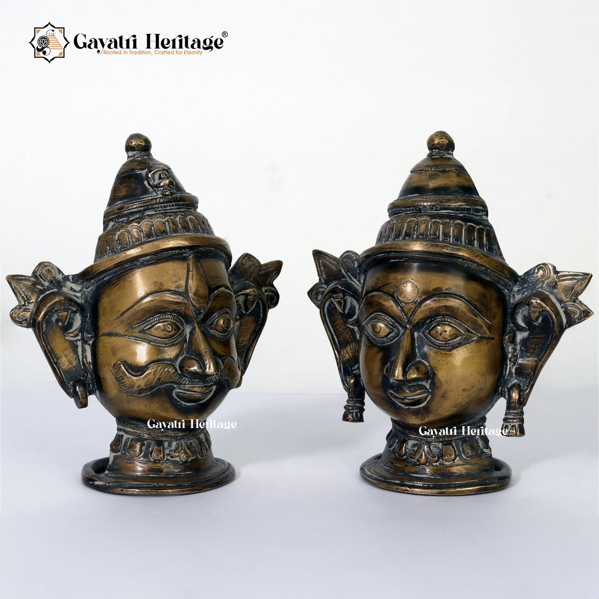 Brass Shiva & Gouri Face (Shiva Parvati Face) – Sacred Divine Faces | Gayatri Heritage