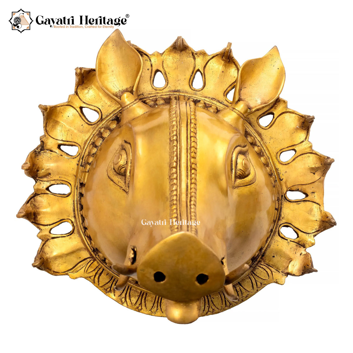 Brass Varaha Head Wall Decor – Divine Boar Sculpture | Gayatri Heritage
