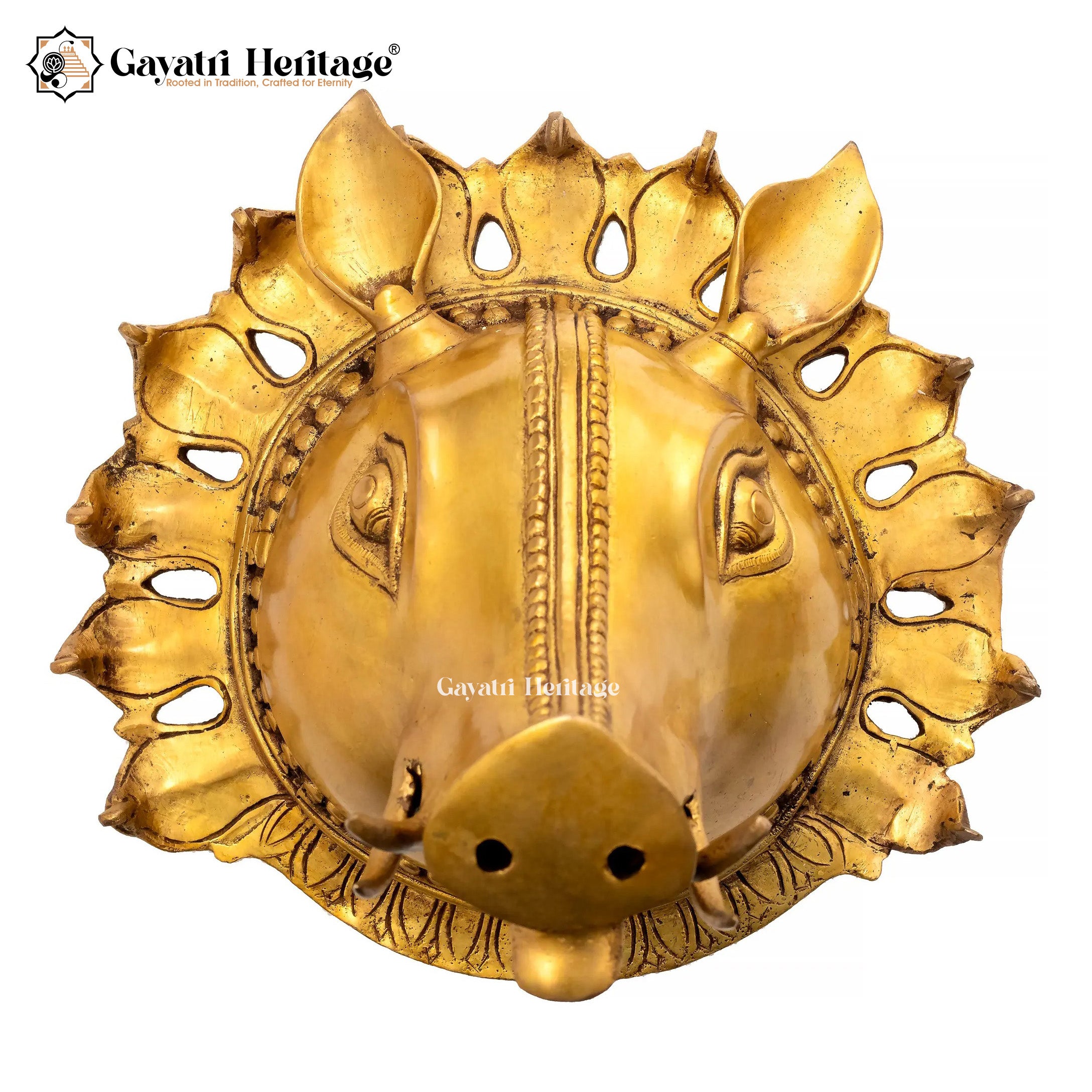Brass Varaha Head Wall Decor – Divine Boar Sculpture | Gayatri Heritage