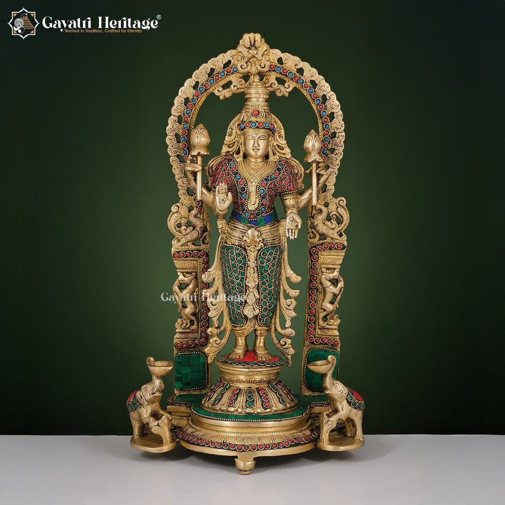 Brass Laxmi Mata Idol – Goddess of Wealth & Prosperity | Gayatri Heritage