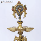 Brass Shankh Chakra Lamp Pair – Auspicious Diya Set | Gayatri Heritage