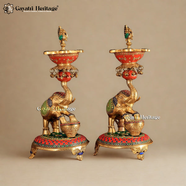 Brass Elephant Lamp – Traditional Lighting Décor | Gayatri Heritage