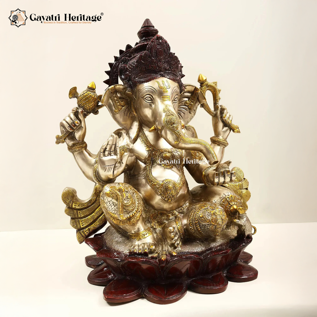 Brass Ganesh Idol – Dual Tone Ganpati Statue | Gayatri Heritage