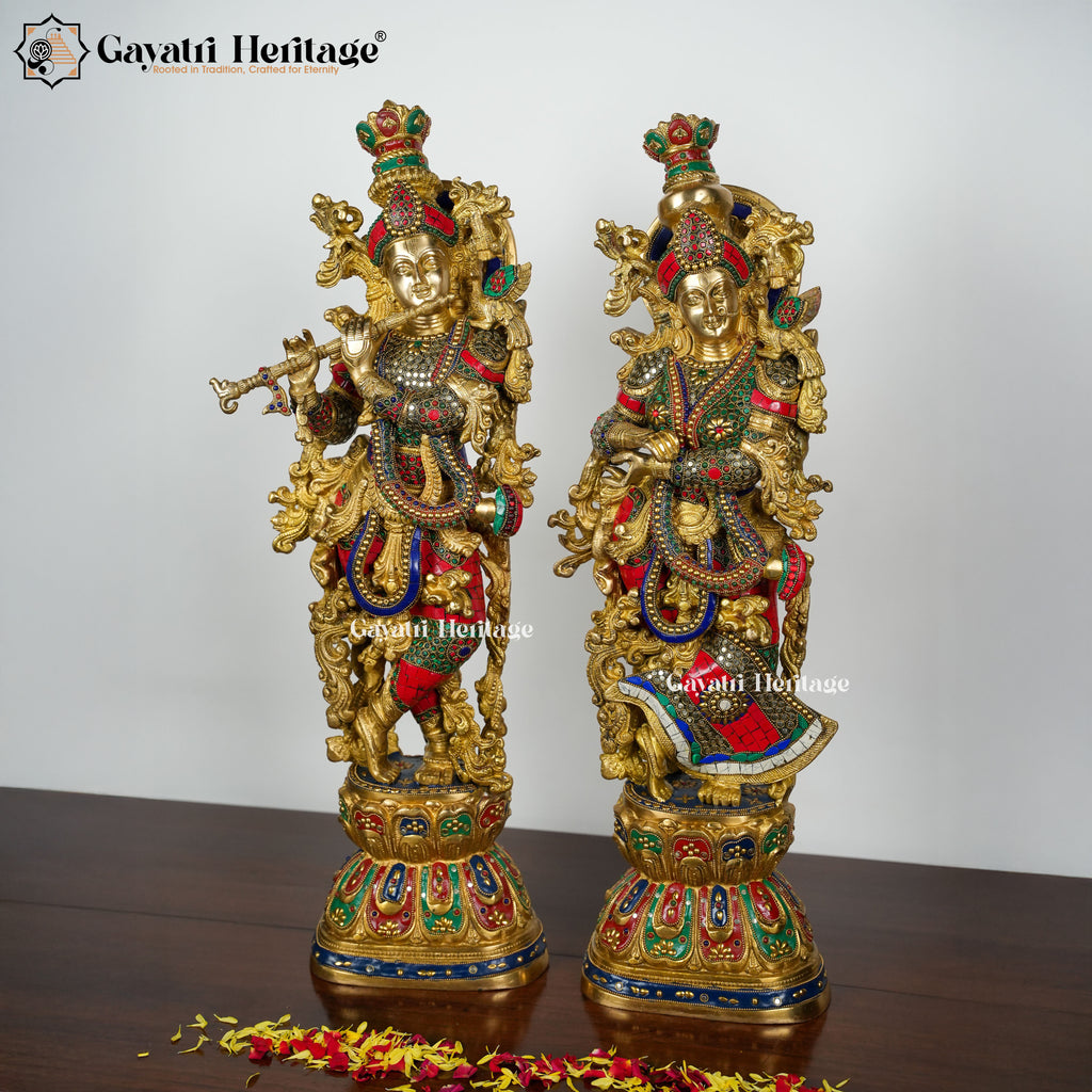 Brass Beautiful Radha Krishna Couple Pair – Divine Love Idol | Gayatri Heritage