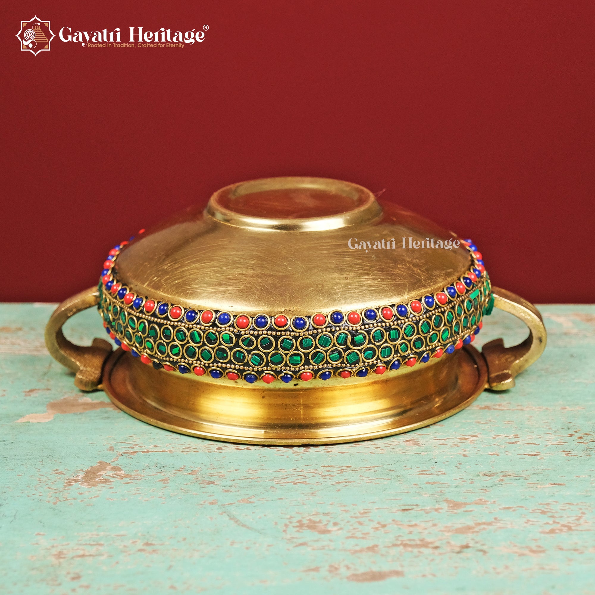 Brass Traditional Urli with Stone Work – Elegant Home Decor | Gayatri Heritage