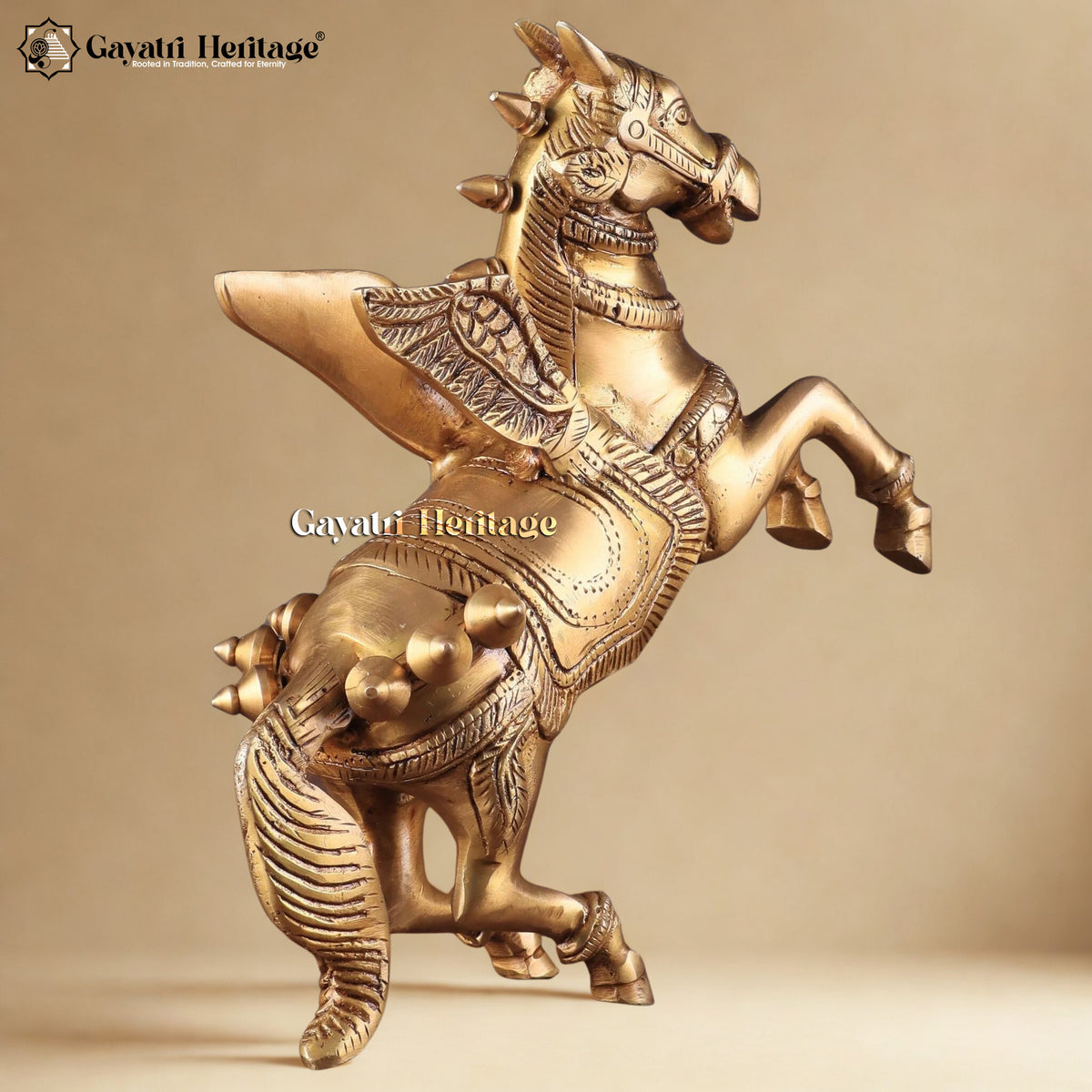Brass Flying Horse with Wings – Majestic Decorative Statue | Gayatri Heritage