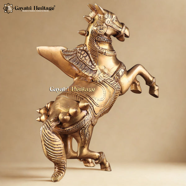 Brass Flying Horse with Wings – Majestic Decorative Statue | Gayatri Heritage
