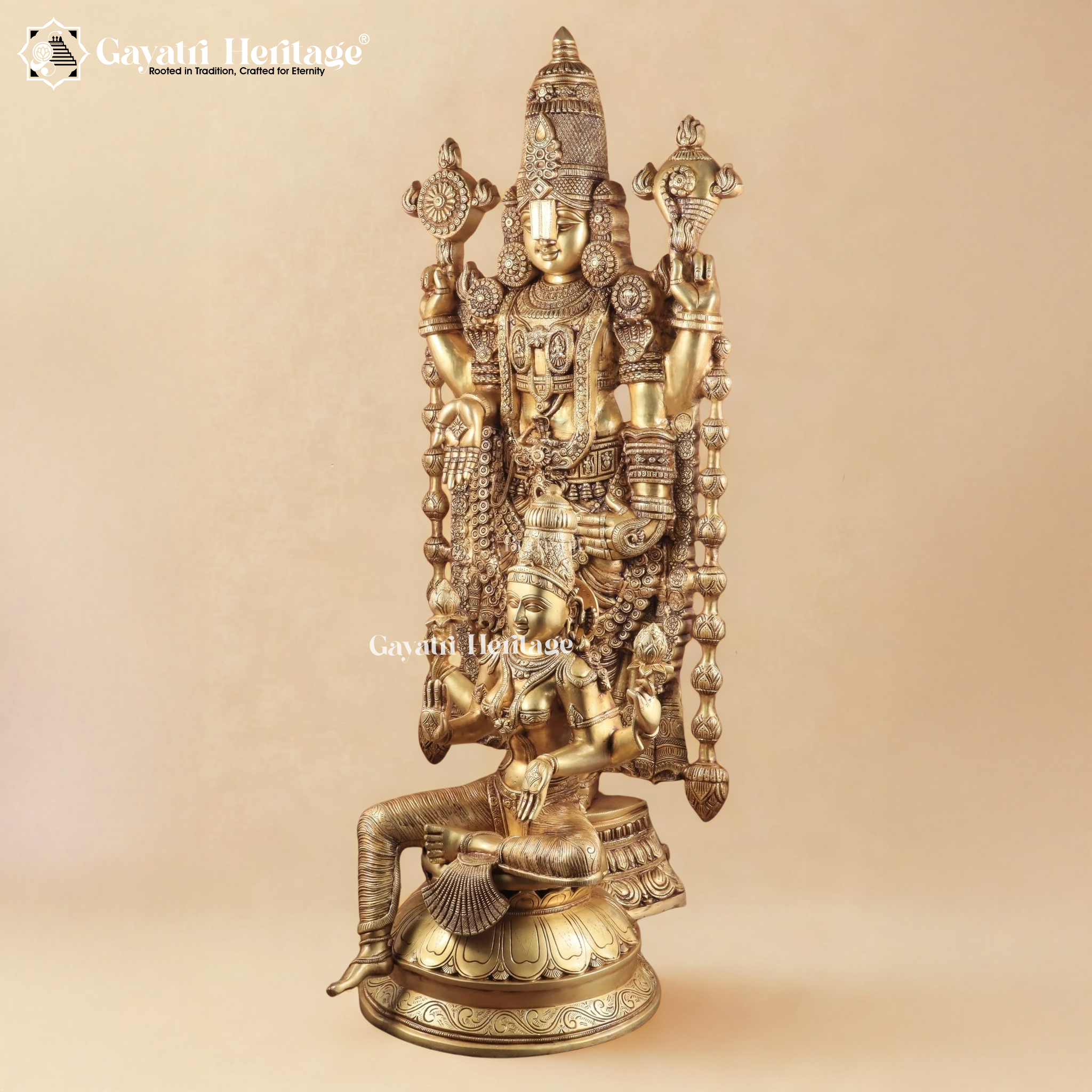 Brass Tirupati Balaji & Goddess Lakshmi – Sacred Divine Pair | Gayatri Heritage