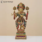 Brass Krishna with Stone Work – Divine Beauty in Intricate Craftsmanship