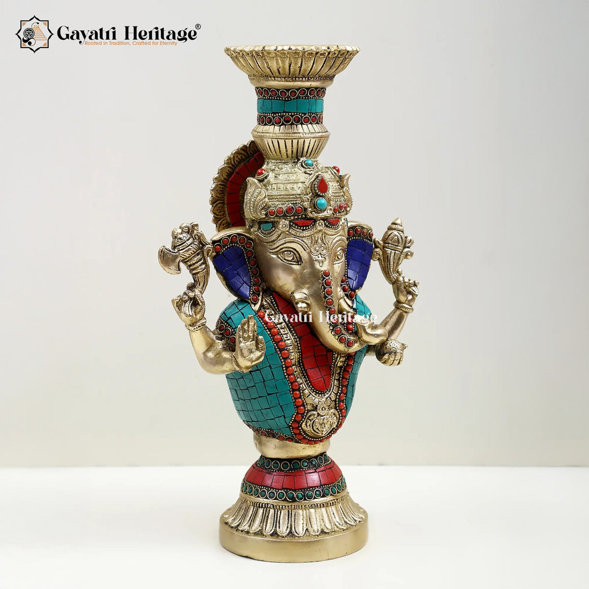 Brass Ganesha Candle Stand – Divine Lighting Decor | Gayatri Heritage