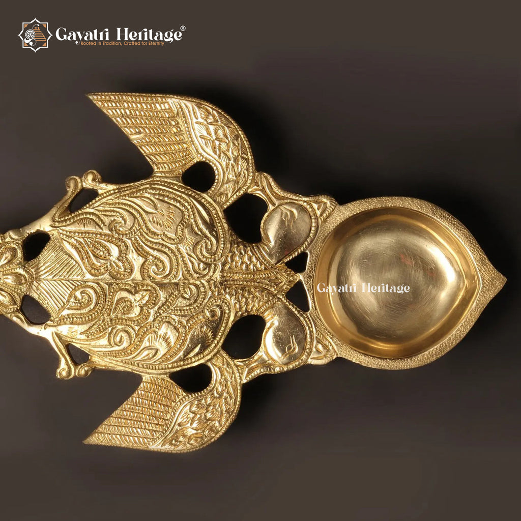 Brass Peacock Pooja Spoon – Elegant Ritual Utility | Gayatri Heritage