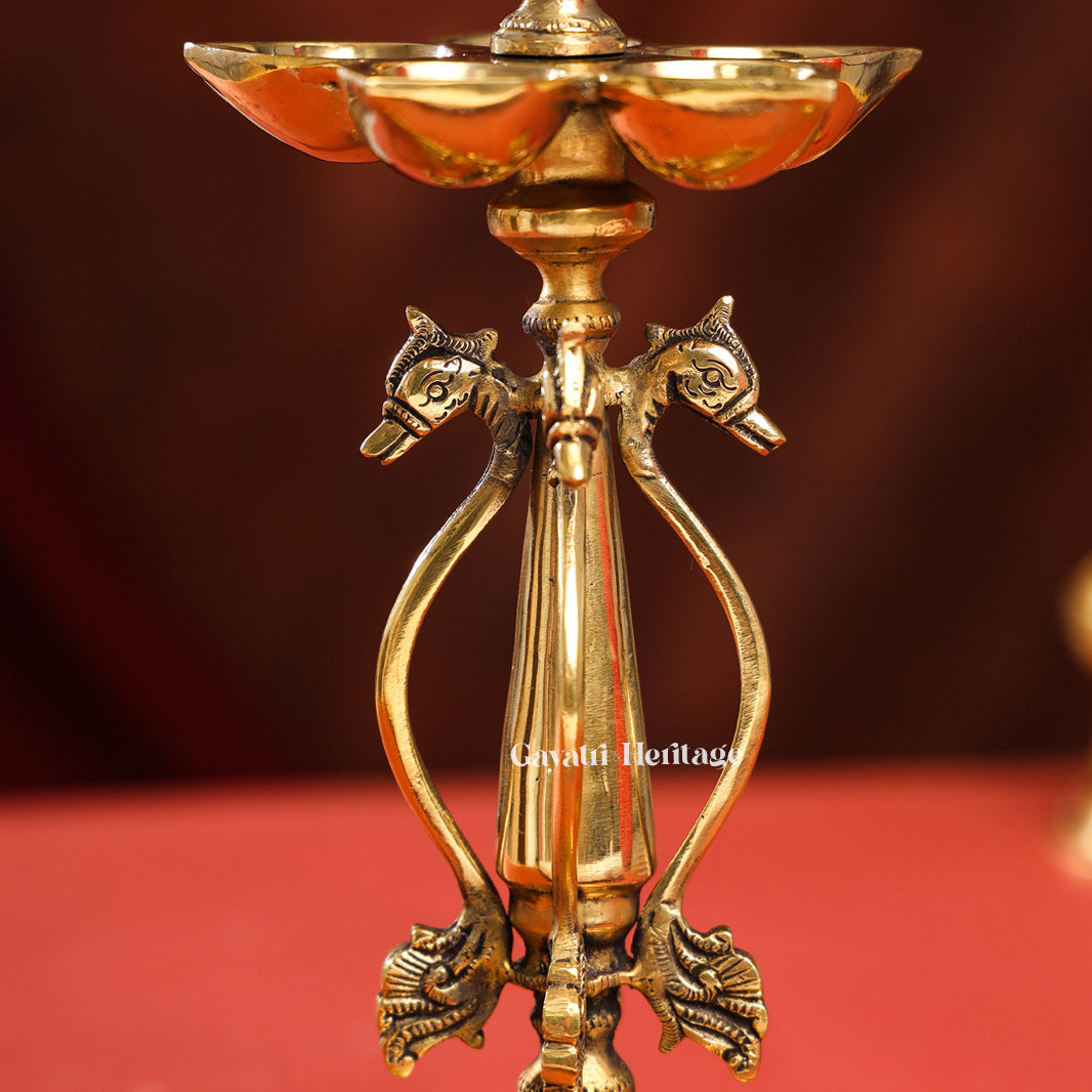 Brass Peacock Lamp – Traditional Diya Décor Piece | Gayatri Heritage