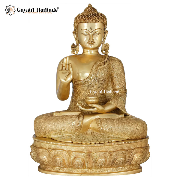 Brass Buddha Statue – Peaceful Meditating Buddha Idol | Gayatri Heritage