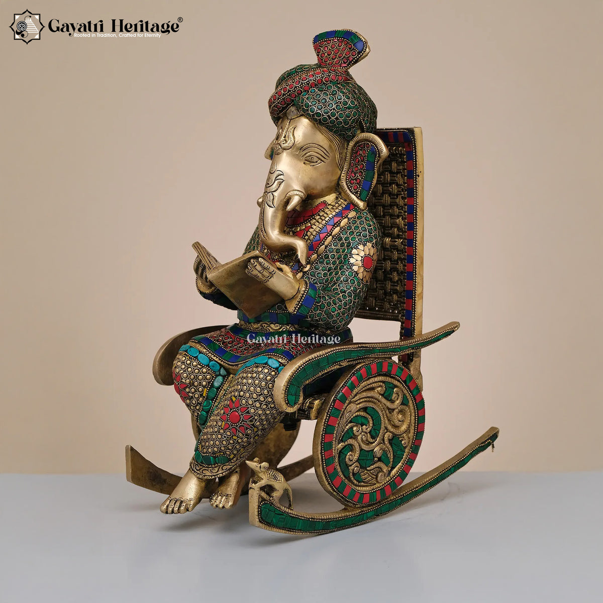 Brass Vinayagar Reading Book – Divine Study Decor Idol | Gayatri Heritage