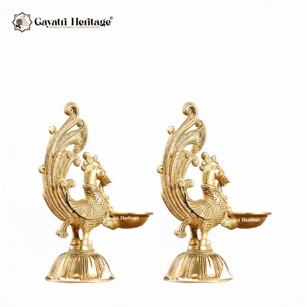 Brass Sparrow Diya Lamp (Single Piece) – Elegant Spiritual Lighting | Gayatri Heritage