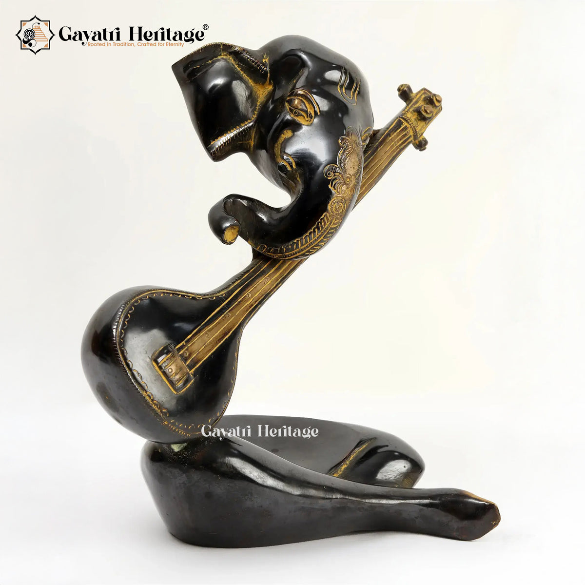 Brass Sitar Vinayagar Idol – Musical Ganesha for Decor and Worship | Gayatri Heritage