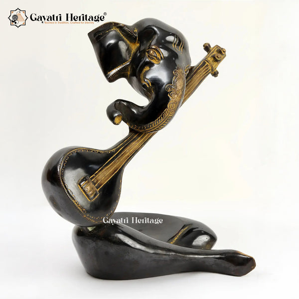 Brass Sitar Vinayagar Idol – Musical Ganesha for Decor and Worship | Gayatri Heritage