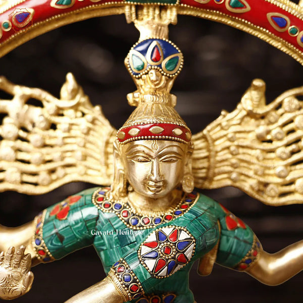 Brass Natarajan in Stone Work – Divine Dance of Lord Shiva | Gayatri Heritage