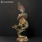 Brass Hawai Krishna Idol – Flute Playing Bal Gopal | Gayatri Heritage