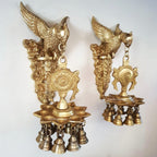 Brass Wall Hanging Parrot – Shankh Chakra Diya Decor