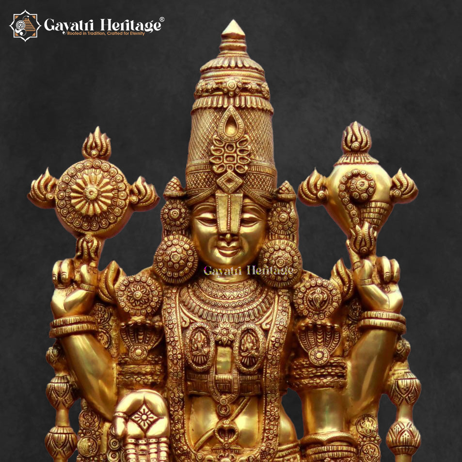Intricately crafted Lord Venkateswara brass statue