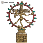 Brass Natarajan Statue – Stone Work Cosmic Dance of Shiva | Gayatri Heritage
