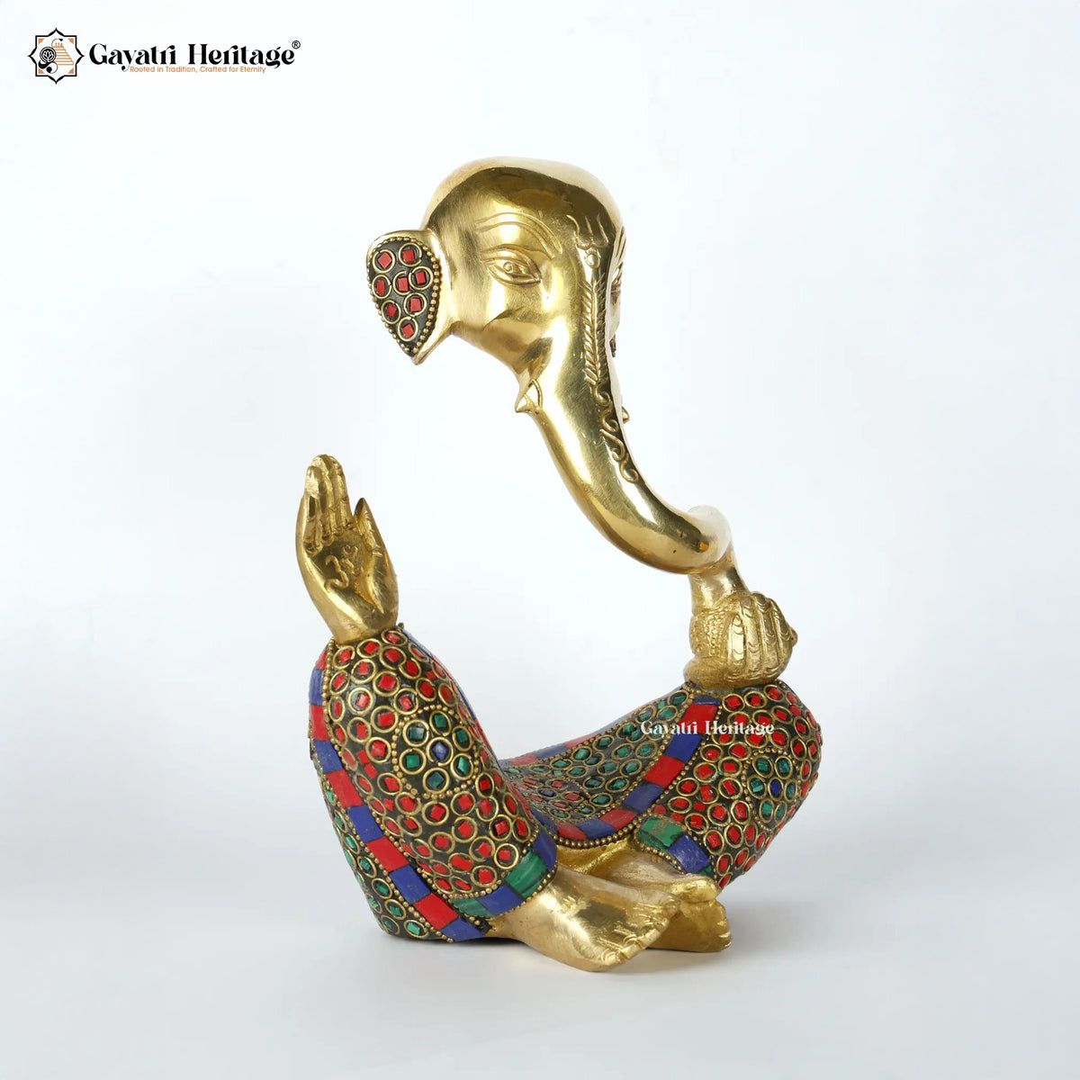 Brass Hawai Vinayagar – Stone Work Ganesha Idol Decor | Gayatri Heritage