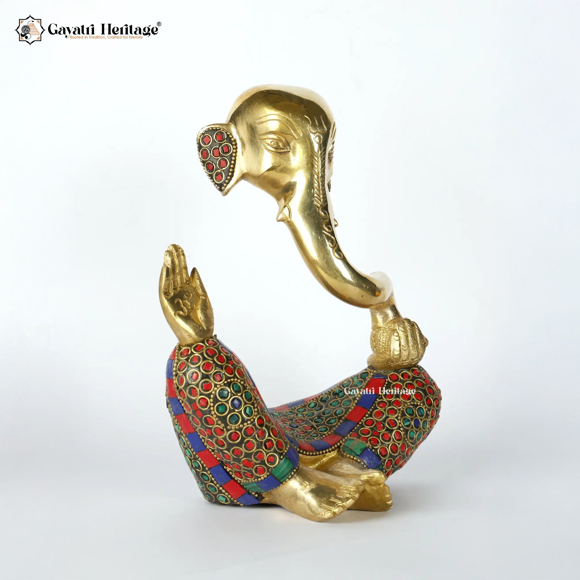 Brass Hawai Vinayagar – Stone Work Ganesha Idol Decor | Gayatri Heritage