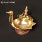 Brass Peacock Dhoop Dani – Elegant Incense Holder | Gayatri Heritage